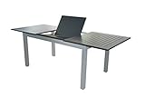 Doppler Voll Aluminium Auszieh-Gartentisch Detroit 150/210 x 90 cm mit Synchronauszug Silber mit schwarzer Platte, TÜV-geprüft