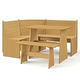 BULANED 3-TLG. Garten-Essgruppe, Balkon Möbel, Gartenmöbel, Garten Sitzgruppe, Sitzgarnitur Garten, Terrassenmöbel, Honigbraun Massivholz Kiefer