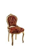 Sessel Barock - Stil Luigi XIV° - Stuhl aus Mahagoni (Rotgold Damast)