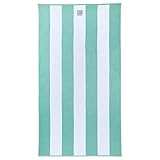 Cottera® Strandhandtuch Soho, Strandtuch, 100x180cm groß | Weiß Mint Gestreift | Badetuch XXL aus 100% Baumwolle, Zertifiziert. Nachhaltig produziert in Portugal (Weiß/Mint)