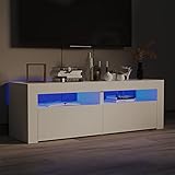 JUNZAI TV-Schrank, Fernsehtisch, Tv Lowboard, Fernsehschrank, Tv Bank, Tv Table, Tv Kommode, Fernseher Regal, mit LED-Leuchten Weiß 120x35x40 cm