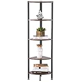 APICIZON Eckregal mit 5 Ablagen, Bücherregal 30 x 30 x 130 cm, Multifunktionales Aufbewahrungsregal, Standregal im Industrie-Design für Wohnzimmer, Schlafzimmer, Büro, Vintagebraun, AP-BR2201
