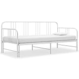 Festnight Ausziehbett Metallbett 90x200 Tagesbett Ausziehbar Schlafsofa Sofabett Bettsofa Ausziehsofa Gästebett Jugendbett Bett Metall Bettgestell Funktionsbett Schlafcouch