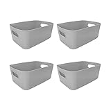 universal 4er Set Aufbewahrungsboxen 25 x 17 x 10 cm Aufbewahrungskörbe aus Kunststoff, multifunktionale Aufbewahrungsboxen, Küchenboxen, Aufbewahrungskörbe, Badezimmer, Schubladen-Aufbewahrungskörbe