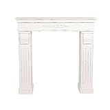Clayre & Eef Kaminkonsole 100*22*99 cm Weiß Holz Rechteckig Kaminumbau Kaminumrandung