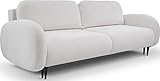 WFL GROUP Sofa mit Bettkasten - Gemütlich Schlafsofa mit Schwarze Metallbeine - 3 Sitzer Sofa Couch mit Schlaffunktion Bettfunktion Skandinavisch Polstergarnitur - Weiß