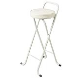 75cm Klappbarer Barhocker, PU-gepolsterter Hochstuhl mit Rückenlehne und Fußstütze, Klapphocker für Kücheninsel, Esszimmer, Bar Pub,Keine Montage (Color : White)