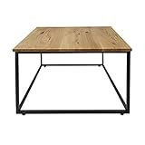 Natural Goods Berlin 1x Couchtisch Cube | Beistelltisch aus Metall & Holz | Sofa Kaffeetisch modern Sessel Laptoptisch Würfel | Industrie Design | Nachttisch Loft (mit Tischplatte Eiche, Schwarz)
