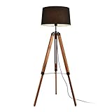lux.pro Stehleuchte 'Lagos' 144cm E27 max. 60W Stehlampe Standleuchte Stand Lampe Tripod Metall Holz Schwarz
