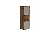 Woodkings® Hochschrank Dingle Badezimmermöbel Echtholz Pinie rustikal und MDF Betonoptik grau Badezimmerhochschrank Badschrank Badmöbel hängend für kleines Bad