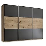 Stella Trading BRIGA Kleiderschrank mit viel Stauraum - Vielseitiger Schwebetürenschrank in Graphit, Artisan Eiche Optik - 270 x 210 x 54 cm (B/H/T)