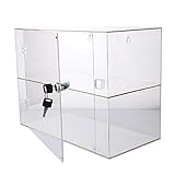 PC3721 Eine hochglänzende transparente Acrylvitrine mit Fronttür, 2 Fächern und Sicherheitsschloss (300 x 400 x 200 mm)