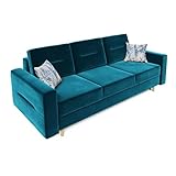 ALIDAM Schlafsofa Bettsofa Sofa 3-Sitzer mit Schlaffunktion Türkis Sitzer Sofa Couch