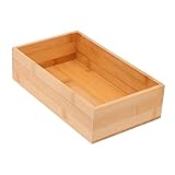 Zerodeko Bambus-Aufbewahrungsbox Ornament-Ablage Besteck-Tablett Besteck-Aufbewahrungskoffer Schubladen-Organizer Bambus-Waschtisch-Tablett Make-Up-Aufbewahrungsständer