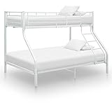 vidaXL Etagenbett Stockbett Bettgestell Metallbett Bett Hochbett Kinderbett Doppelstockbett Schlafzimmerbett Weiß Metall 140x200cm 90x200cm