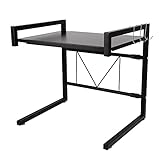 JOSHE mikrowellen Regal, mikrowellenständer, einstellbare Länge (40-65 cm), hochwertiger Kohlenstoffstahl, maximale Belastung 25 kg, mit 3 Haken (CW286323_01)