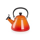 Le Creuset Kone Wasserkessel mit Pfeife, Emaillierter Stahl, 1,6 L, Ofenrot, 92000200090000