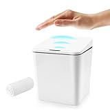 Febhbrq 6 Liter / 1,5 Gallon Automatische Erkennung Desktop Abfalleimer Box Form Mini Mülleimer mit Deckel für Zuhause, Büro und mehr (batteriebetrieben)