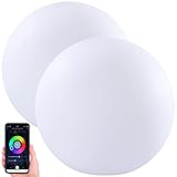 Luminea Home Control Gartenkugelleuchten: 2er-Set WLAN-Akku-Leuchtkugeln, RGBW-LEDs, App, 576 lm, IP54, � 30 cm (Kugelleuchte Garten)
