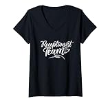 Damen Rezeptionist Team Job Secretary Rezeptionisten T-Shirt mit V-Ausschnitt