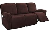 IMYOGI Hochelastischer Sofabezug, 8-teiliges Set aus Samtstretch mit Sesselbezug, Sofabezug, Möbelschutzbezug, Sofabezug, weicher Bezug mit elastischem Unterstuhl, braun