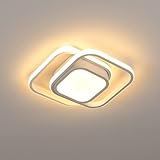 Moderne LED Deckenleuchte, 32W Weiß Quadratisch Deckenbeleuchtung Lampe 3000K, Kreative Design Deckenbeleuchtung Flur Geeignet für Schlafzimmer, Küche, Wohnzimmer, Esszimmer, Arbeitszimmer, Flur