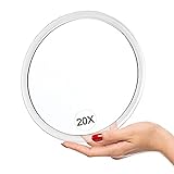 YoHumk 20X Vergrößerungs Spiegel mit Saugnäpfen (15cm rund) - Perfekt für Make-up - Pinzette - Entfernung von Hautunreinheiten - Augenbrauen zupfen - Heim- und Reisespiegel - Details anzeigen Clear