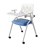 YCKEGEW Schreibtischstuhl Mit Angeschlossenem Schreibtisch Und Rollen, Mesh Bürostuhl Konferenzraum Stuhl, Ergonomischer Konferenzstuhl Klappbarer Stapelbarer Stuhl Für Gästeempfang (Color : Blauw)