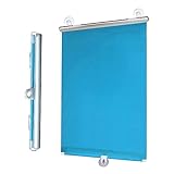 Verstellbare Verdunkelungsvorhänge,Saugnapfen Roller Blind,Keine Bohrungen,Tragbar Sonnenschutzvorhang,Temporäre Verdunklungs Rollos,UV-Schutz,Blue-40×125cm(15.7 * 49.2in)