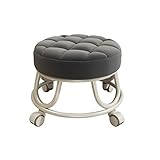 Fußhocker mit Rollen - 29 cm Räder, Hocker, Brot, runder Sitz, wasserdicht, Schwarz, Lila, Weiß, for Fußbad-Werkstatt (Color : A)