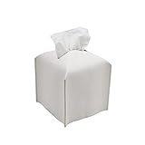 Kosmetiktuch-Box, quadratisch, PU-Leder, Papierspender für Badezimmer, Schminktisch, Nachttisch, Büro, Auto, Dekoration, Weiß