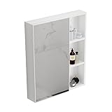 NOALED Aluminium-Spiegelschrank, Badezimmerschrank mit offenen Trennwänden, Wandspiegelschrank für Wohnzimmer, Badezimmer und Eingangshalle (Farbe: Weiß) (Blanc)