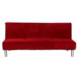 Sofabezug für Sofa, Bett, armlos, Spandex, Stretch, Sofabezug, rein, dick, Couchbezug, Sofabezug für Wohnzimmer, Rot, L 180–210 cm (70–82 Zoll)