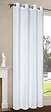 Gardinenbox Vorhang Schal Schlaufen Blickdicht Microsatin Lichtdurchlässig Kräuselband Uni Matt, Weiß, HxB 145x140 cm