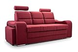 BETTSO -Sofa Mit Schlaffunktion und Bettkasten, Couch für Wohnzimmer, Sofa Federkern Sofagarnitur Polstersofa Wohnlandschaft mit Bettfunktion-POGO Rot