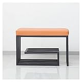 DAZulI Schuhschrank Schuhbank mit Ablageflächen Rutschfester Fußpolster Schuhhocker mit weichem Sitz, stabiler Rahmen, für Eingangsbereich, Flur, Schlafzimmer (Farbe: Orange, Größe: 60 * 30 * 40 cm)