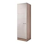 Flex Well Hochschrank Nepal - Küchenschrank - 1-türig - Breite 50 cm - Creme glänzend/Eiche Sonoma