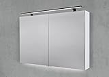 Intarbad ~ Spiegelschrank 100 cm mit Multi LED Aufsatzleuchte Doppelspiegeltüren Shorewood IB2022