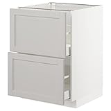 Ikea METOD/MAXIMERA BASE cb 2 fronts/2 hohe Schubladen, 60x60 cm, weiß/Lerhyttan hellgrau