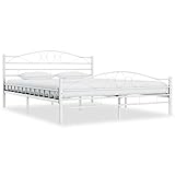 vidaXL Bettgestell Doppelbett Metallbett Bett Bettrahmen Lattenrost Schlafzimmerbett Schlafzimmermöbel Ehebett Weiß Metall 160x200cm