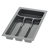 Sossai® Besteckeinsatz Divio für Schubladen 30 cm | Breite 23 cm x Tiefe 43 cm | zuschneidbar | mit 4 Fächern | Farbe: Anthrazit | Besteckkasten Ordnungssystem