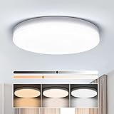 OOWOLF Led Deckenleuchte Dimmbar mit Fernbedienung, Rund Flach Deckenlampe 30W 3000K-6500K 3000LM IP65 Led Panel Deckenleuchte für Wohnzimmer Küche Kinderzimmer Badezimmer Schlafzimmer Balkon, Ø 30cm
