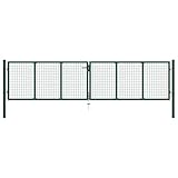 Susany Mesh Gartentor Verzinkter Stahl Doppelflügeltor Doppeltor Gartentür Zauntor Hoftor Zauntür Gartenpforte Einfahrtstor Tor Stahl 400 x 100 cm Grün
