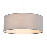 Pendelleuchte, SPARKSOR-Deckenleuchte, moderner Stoff-Lampenschirm, großer grauer Trommel-Lampenschirm, rund, für Schlafzimmer, Esszimmer, Wohnzimmer, 3 Glühbirnen, E27 [Energieklasse A ++]