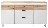 Home4You Sideboard - Lichtgrau Dekor - Coast Evoke Eiche Dekor - B 183 cm - mit 2 Türen