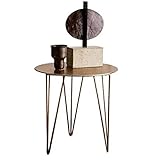 ARMOQ Retro Casual Couchtisch, Haushalt Essentials Grau Top Schwarzer Rahmen Runder Couchtisch