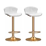 IPSU 360° Drehbare Barhocker 2er-Set, Höhenverstellbare Outdoor-Barhocker mit Rückenlehne und Fußstütze, Moderne Samt-Thekenstühle, Einfach Zu Montieren