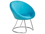 Beliani Moderner Stuhl aus Samtstoff in Türkis im Retro-Stil Metallgestell Floby