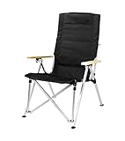 JYARZ Campingstuhl Klappsessel Für Den Außenbereich, Tragbar, Verstellbar, Mit Hoher Rückenlehne, Freizeitstuhl, Aluminiumlegierung, Komfort, Liegen, Sitzen Anglerstuhl Faltstuhl (Color : Schwarz)