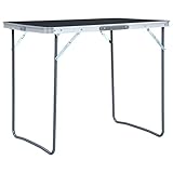 MOONAIRY Klappbarer Campingtisch mit Metallrahmen, Klapptisch, Camping Tisch, Tapeziertisch, Balkon Klapptisch, Beistelltisch, Campingmöbel, 80 x 60 cm Grau